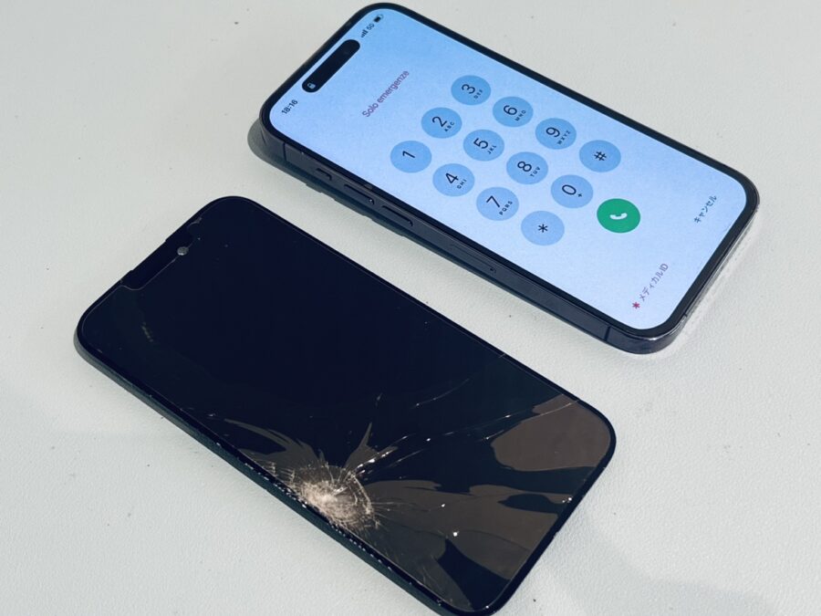 画面が割れて液晶漏れが出てきてしまった！iPhone14pro(アイフォン)の画面交換修理を行いました！