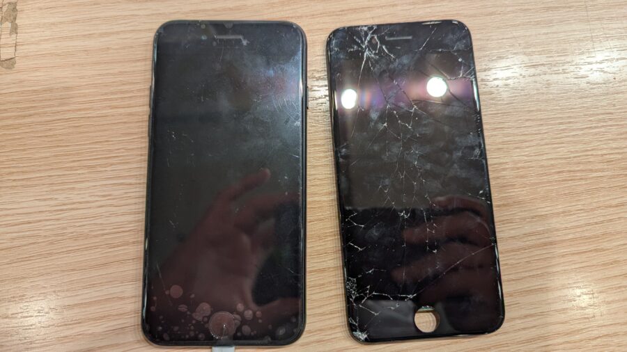 画面が大きく割れたiPhoneSE3（アイフォン）を画面交換させていただきました！新宿エリアで即日修理なら【スマホ修理工房