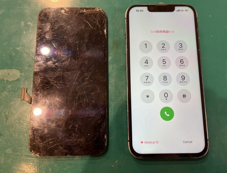 落として画面が割れてしまった(´;ω;｀)そんなiPhone14（アイフォン）の画面交換も即日修理いたします！
