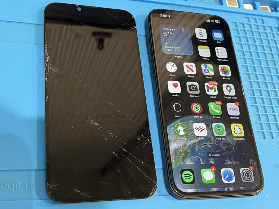 iPhone14Plusの画面が割れてしまった...!画面交換ならデータそのまま、即日修理のスマホ修理工房渋谷店！