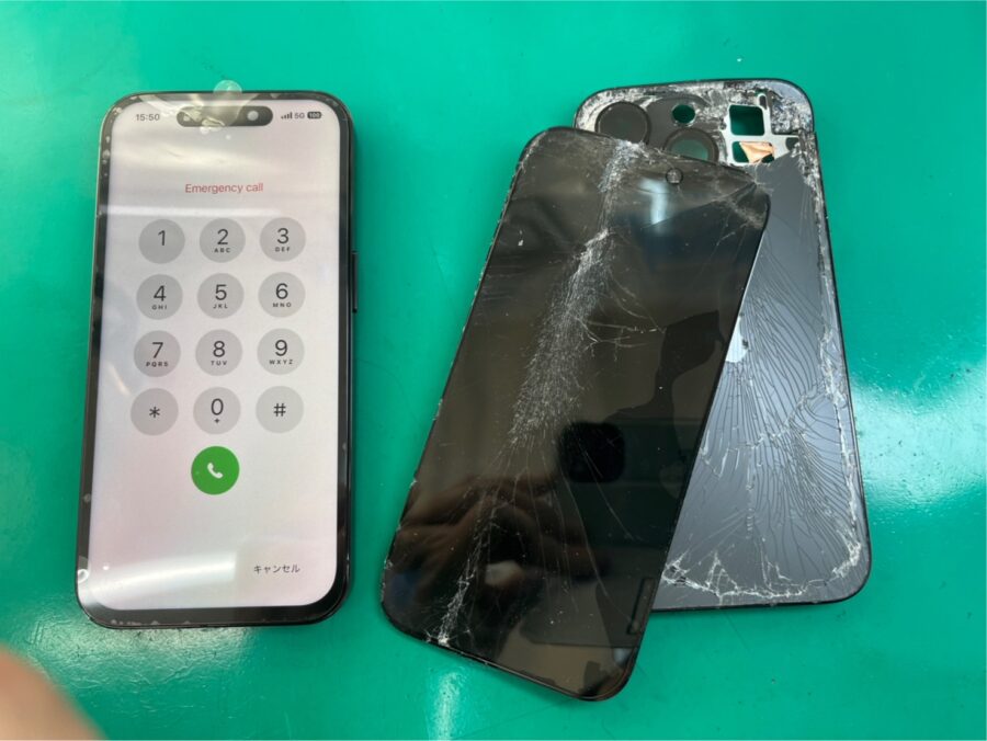 諦めずにご相談ください！！iPhone14Pro(アイフォン)フロントパネル＆バックパネル交換【スマホ修理工房大井町店】