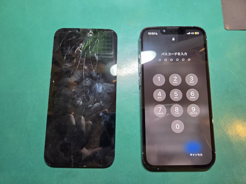 iPhone 13Pro（アイフォン）のガラスがバキバキに...即日修理可能です！【スマホ修理工房ミーツ国分寺店】