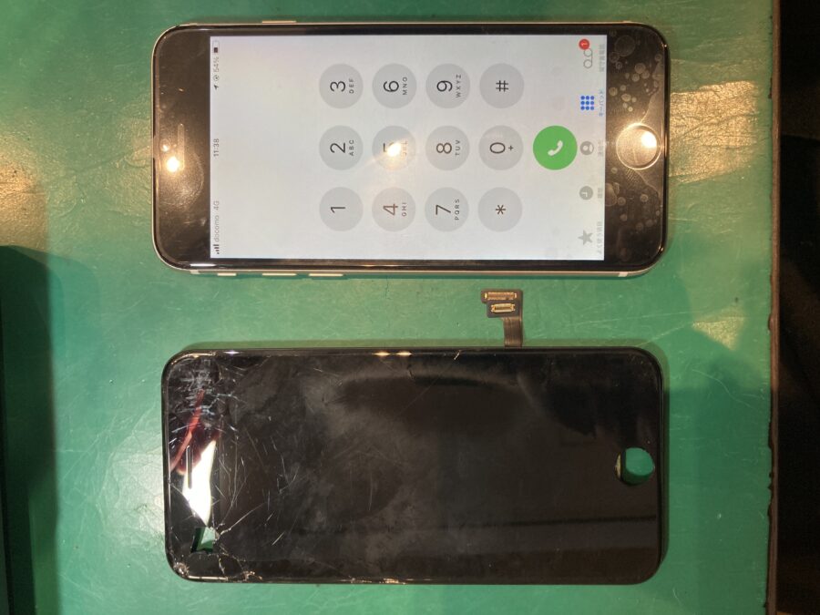 落として画面が割れて点かなくなってしまったiPhoneSE3画面交換修理【スマホ修理工房ミーツ国分寺店】