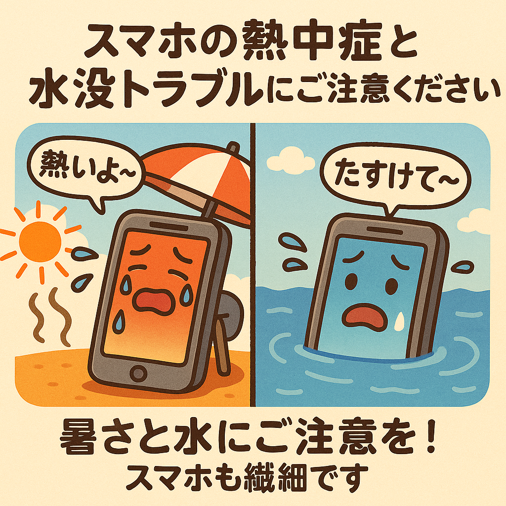 スマホの「熱中症」と「水没トラブル」にご注意ください！