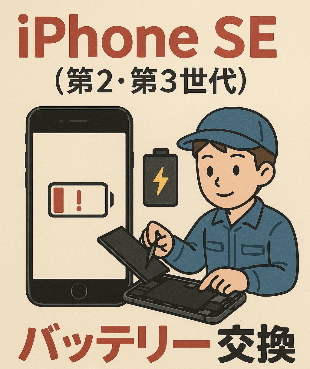 【iPhoneSE2/SE3】データそのまま即日対応！【バッテリー交換】