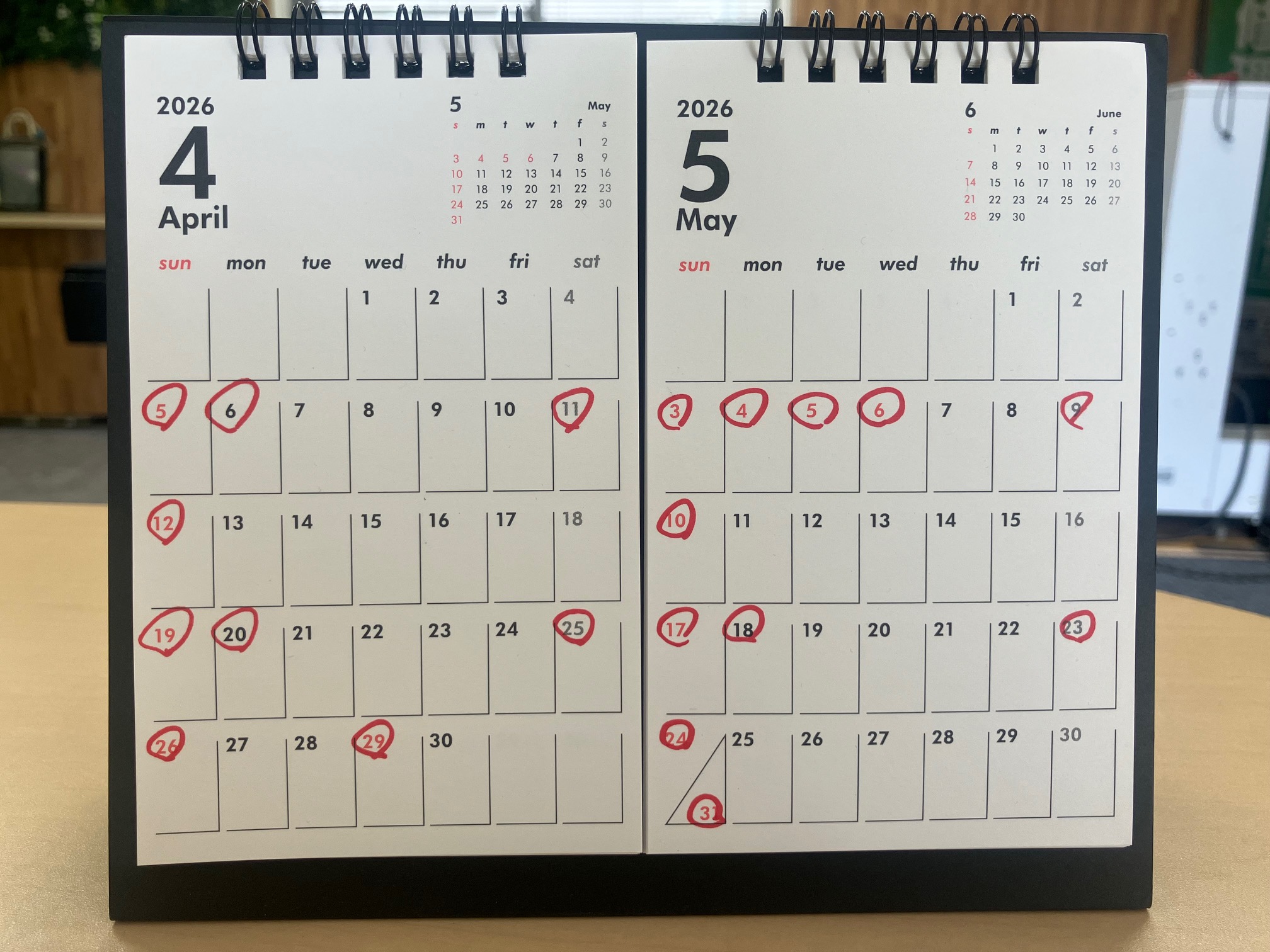 5月度 営業日程カレンダーをお知らせ致します。