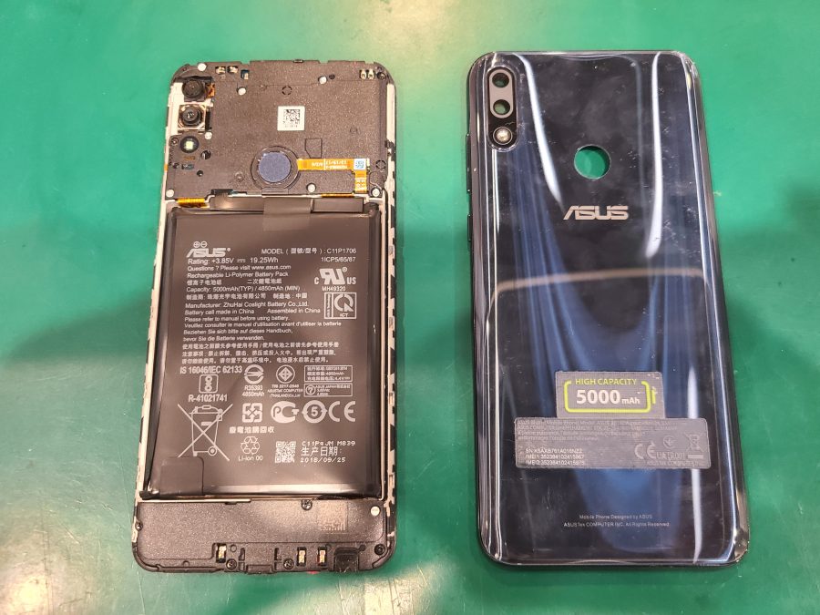 Zenfone Pro MAX M2(ZB631KL)のバッテリーが膨張？…スマホ修理工房ペリエ千葉店で即日修理！