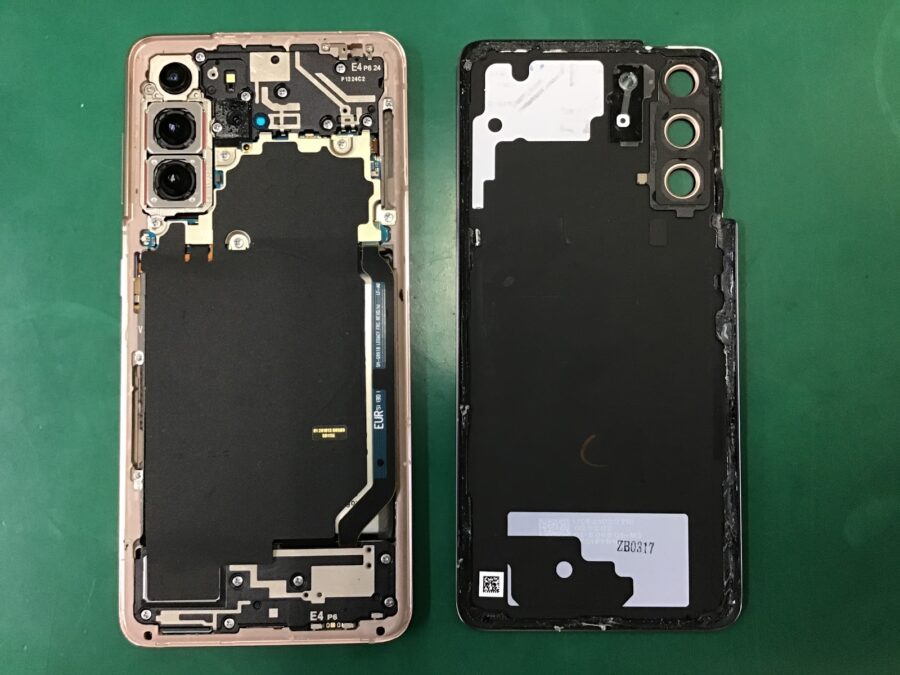 バッテリーが膨らんで隙間ができてしまったGalaxyS21(ギャラクシー)の修理をさせていただきました。データそのまま・最短即日