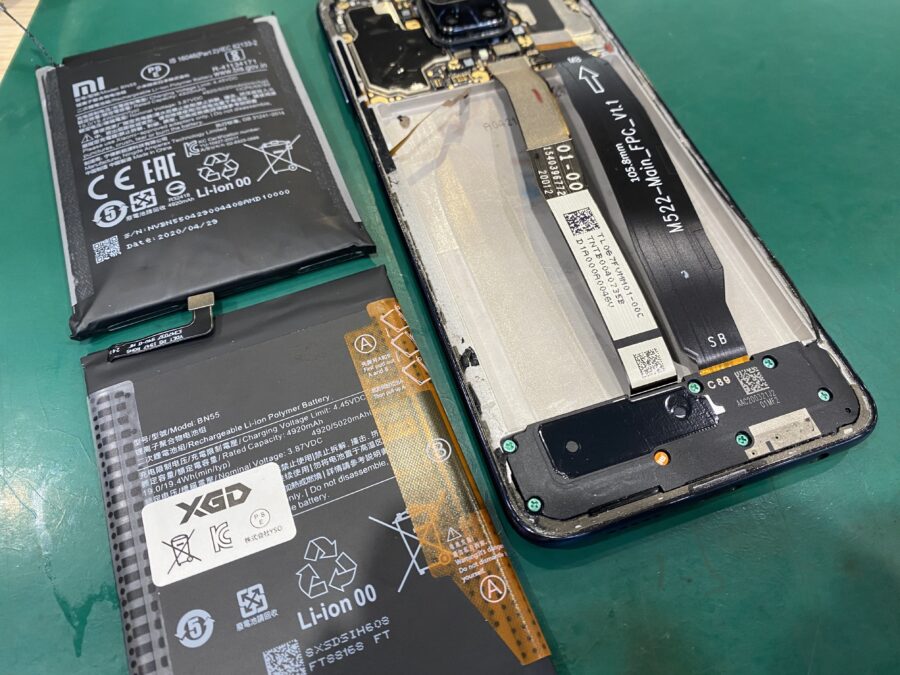 Xiaomi(シャオミ)Redmi Note9sのバッテリーが膨張して背面が浮いてきてしまった！水没リスクも高い状態ですのでバッ