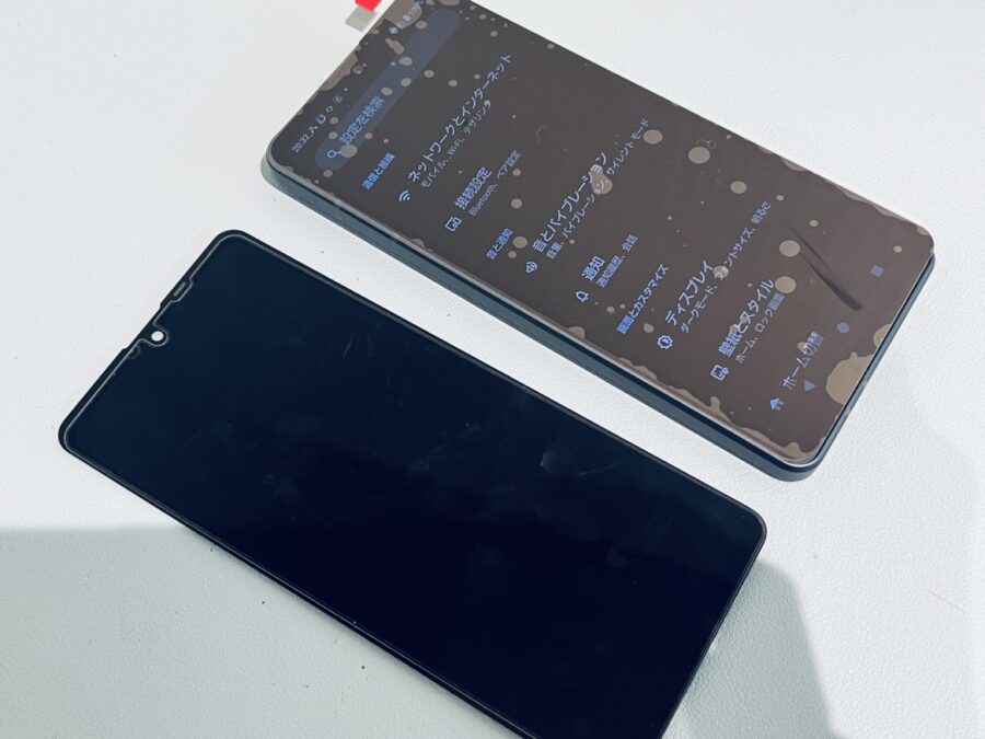 落として画面が外れてしまった！SHARP AQUOS sense8（アクオス）の画面交換修理を行いました！