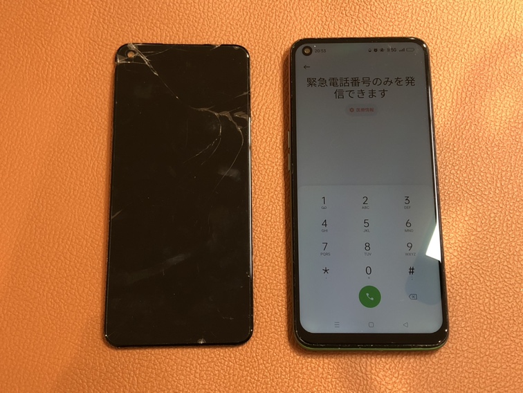 画面が割れ、液晶不良が起こってしまったOPPO A54のフロントパネル交換修理を行いました！【スマホ修理工房仙台パルコ2店】