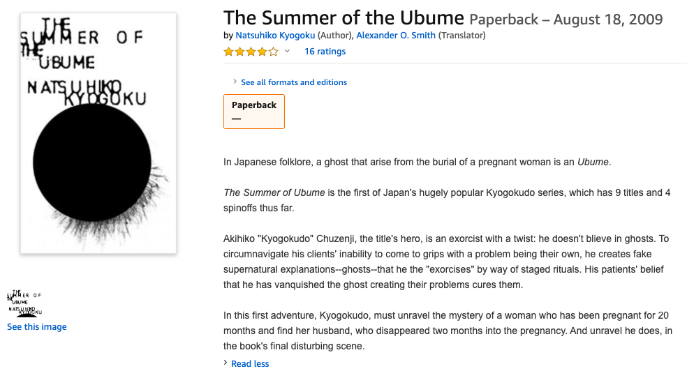 Bìa sách The summer of the Ubume