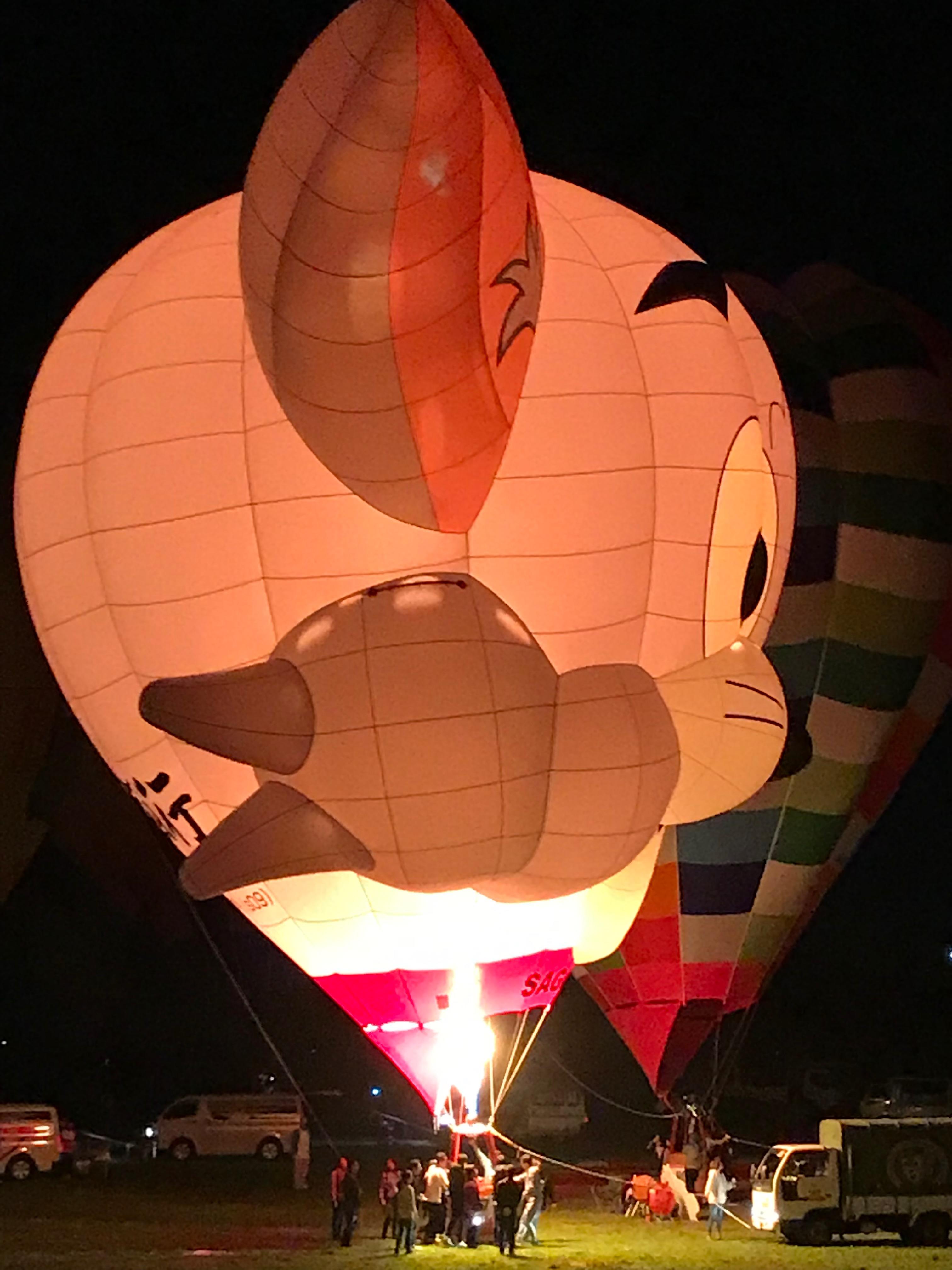 Balloons were illuminated at night in the festival