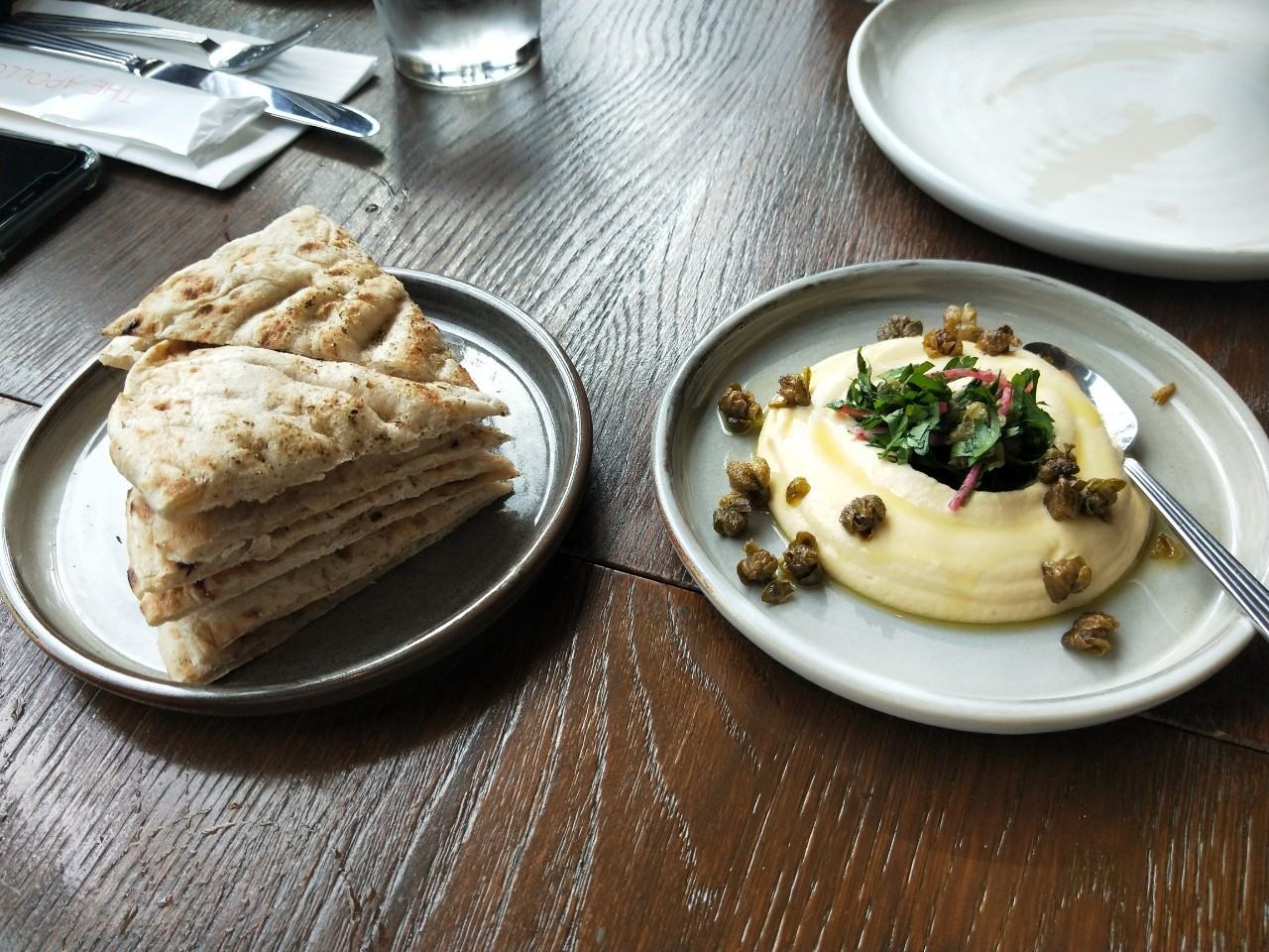 Warm Pita Bread & Split Pea Dip Radish Capers (3 pax serving)
