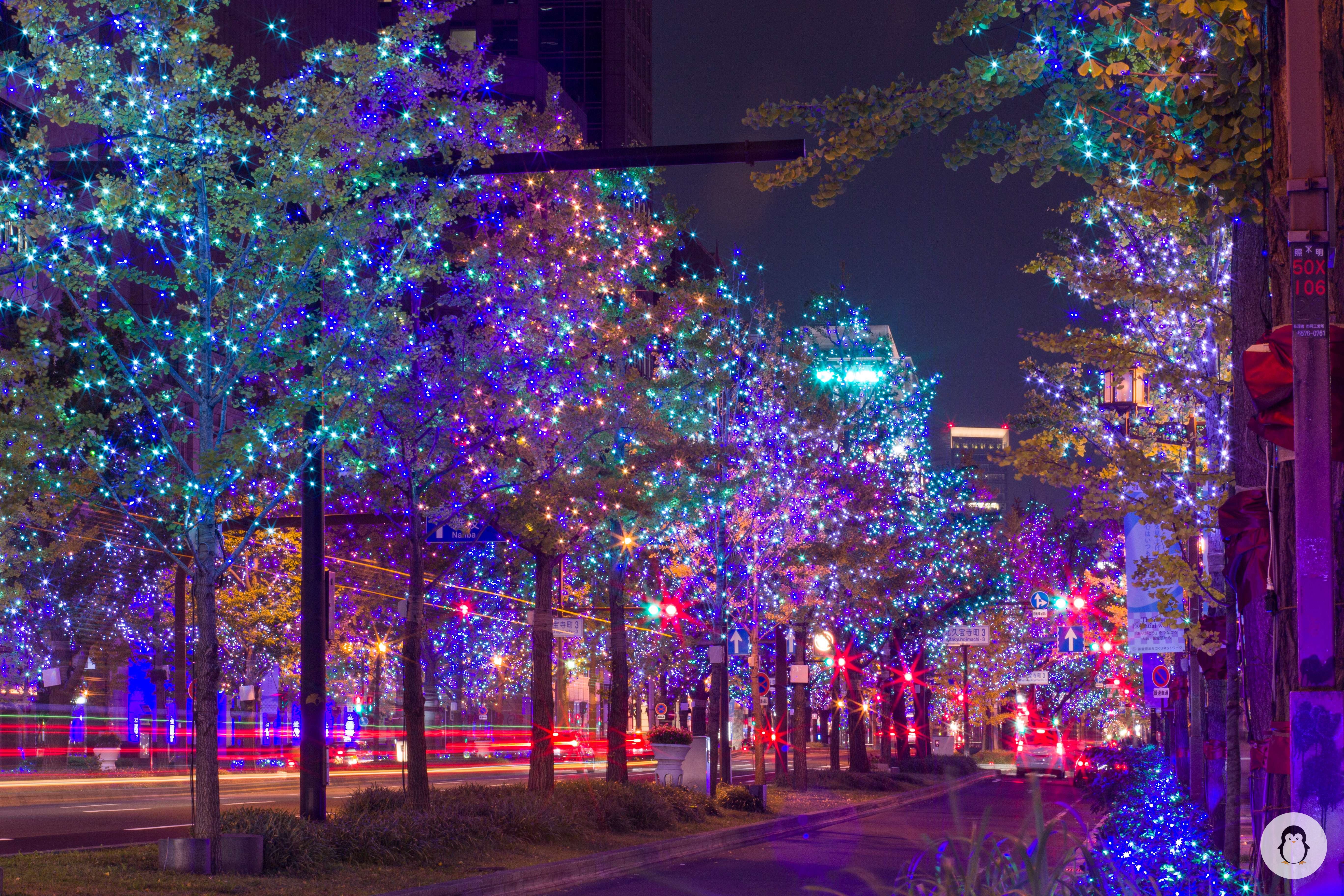 The fanciful and brilliant atmosphere of Midosuji street