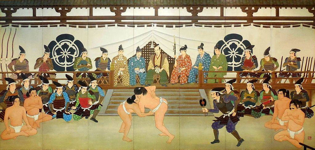 Một trận đấu Sumo thời xưa trong triều đình (Wikipedia.org)