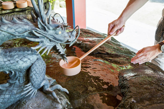 A dragon spraying water
