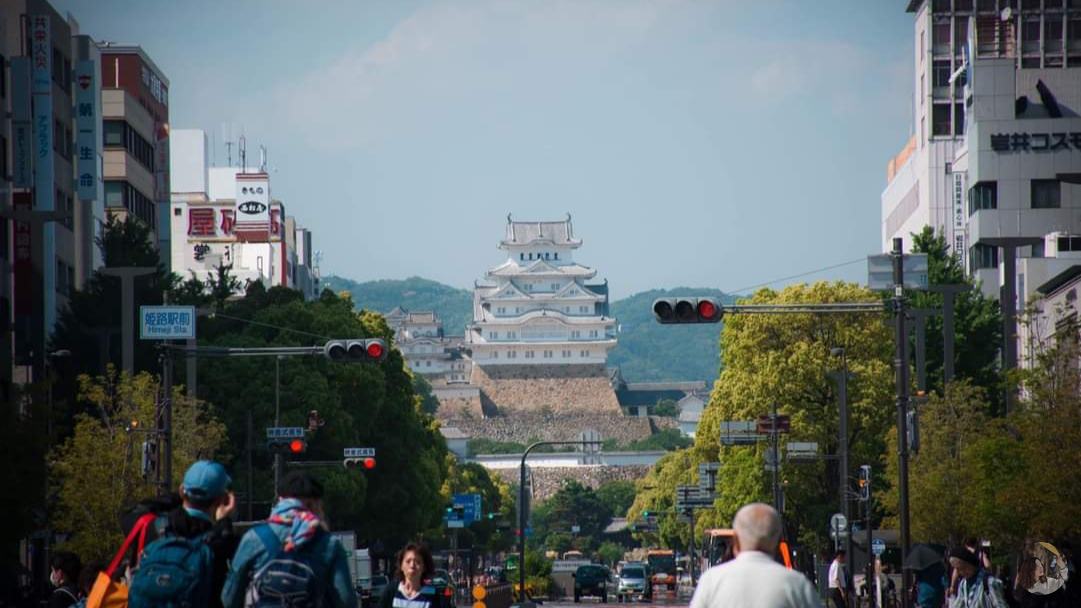 Himeji the White Egret Castle from afar