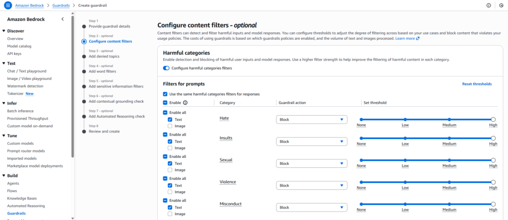 Amazon Bedrock Guardrails 功能 阻擋有害內容與仇視言論