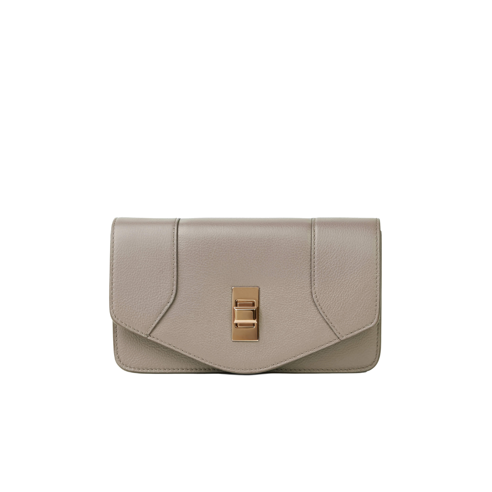 Women&#39;s Luxury Crossbody Mini Bag Handcrafted In Beige Calfskin Entirely Designed And Made In Italy 