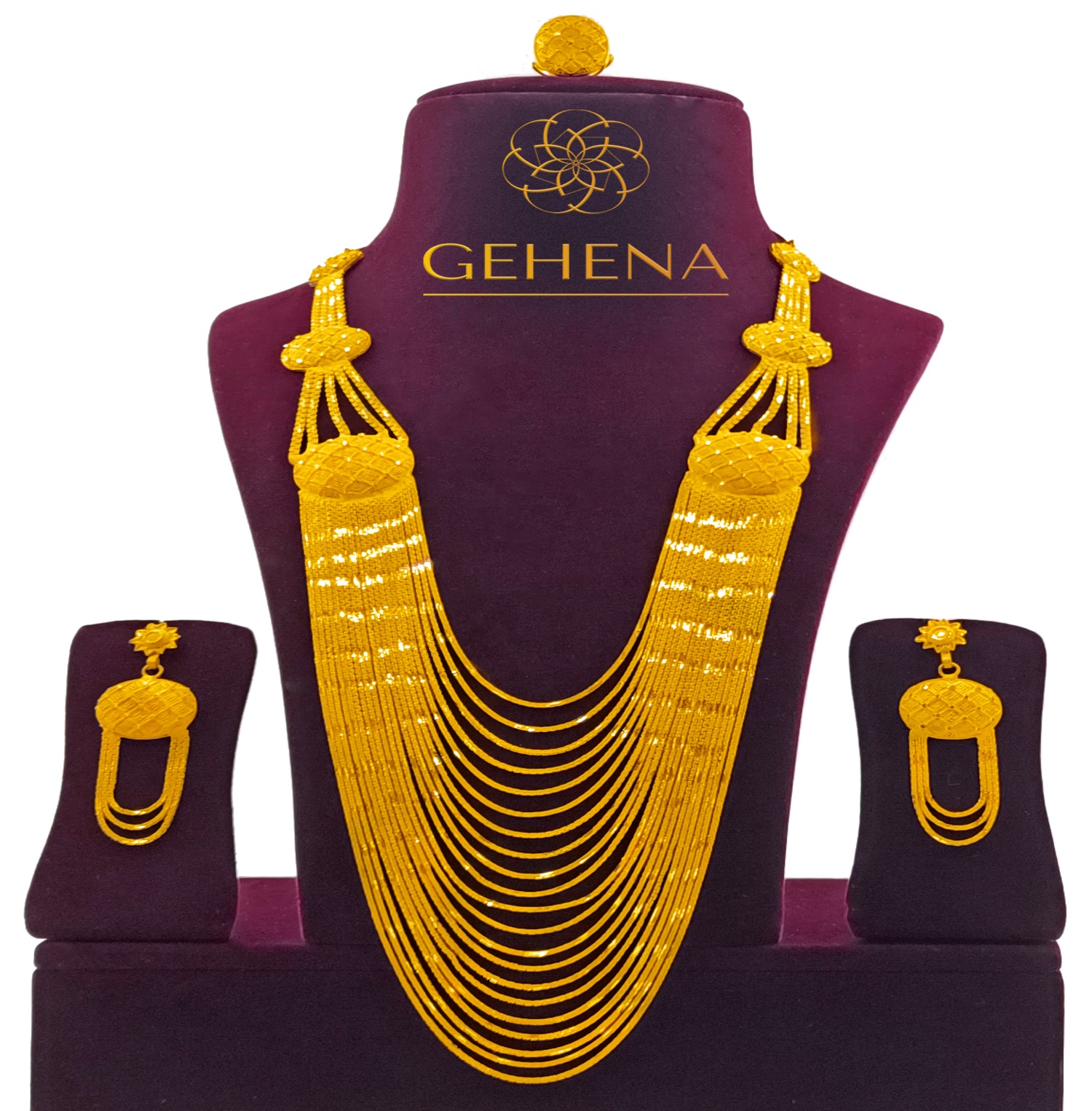 5 Gramme 24k Gold Plated Long African Necklace Set Collier De Luxe Bijoux Plaque Or Africaine Ensemble Femme Indienne Jewelry 