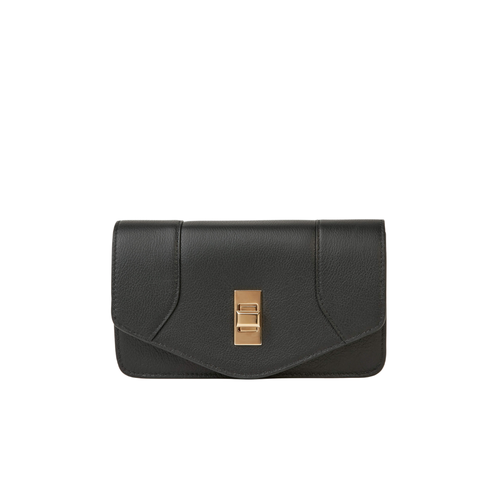 Women&#39;s Luxury Crossbody Mini Bag Handcrafted In Black Calfskin Entirely Designed And Made In Italy 
