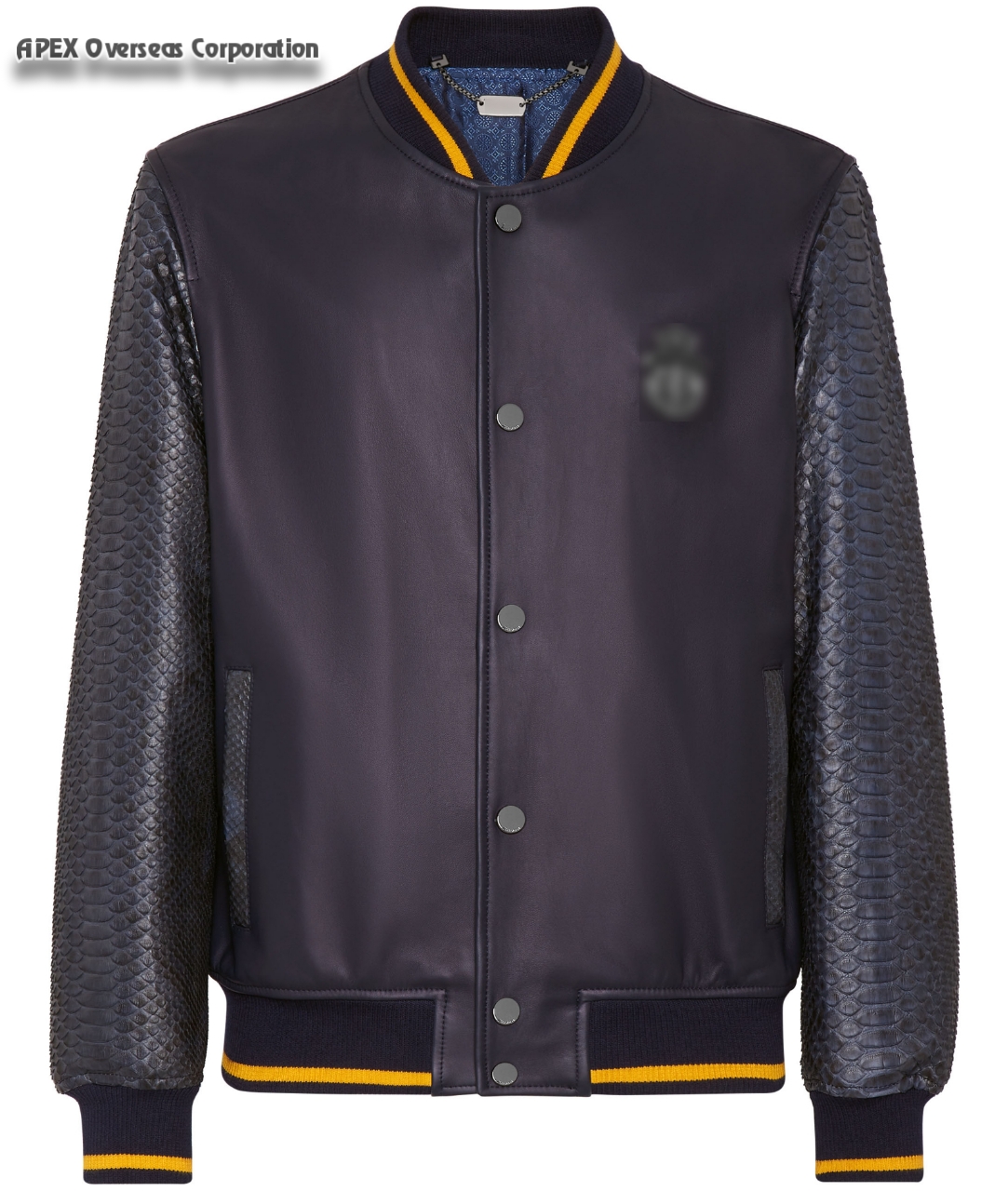 Python Embossed Leather Jacket For Men&#39;s New Black Leather Bomber Jacket Style Python Panels Sleeves Snakeskin Leather Jacket 