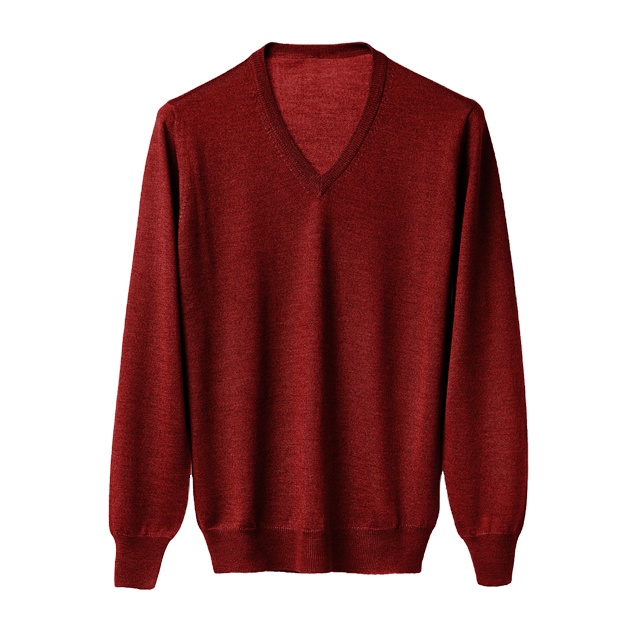 Luxury Brand High Quality Italian Cashmere Silk And Merino Wool Extrafine V Neck Knitwear Burgundy Colour For Man 