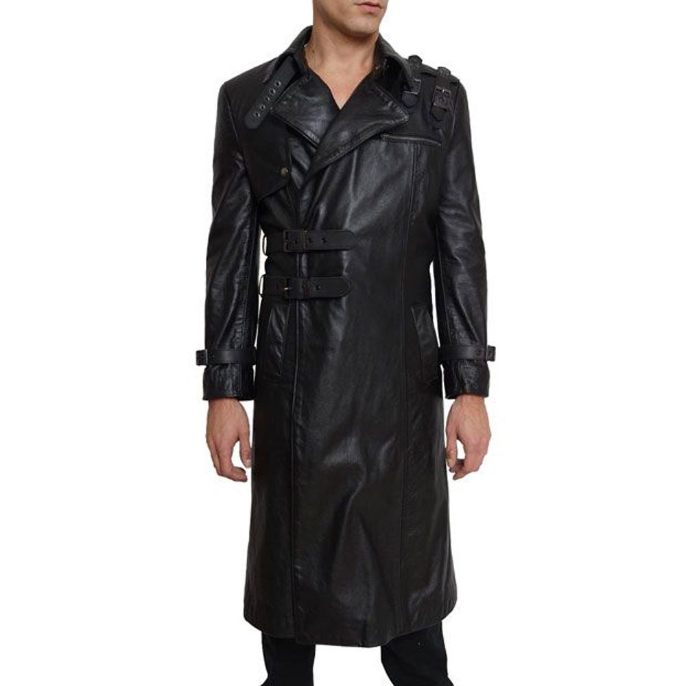 Men Genuine Fetish Leather Long Coat Men Leather Clothing Long Casual Cowhide Leather Coat Winter Coat Design 