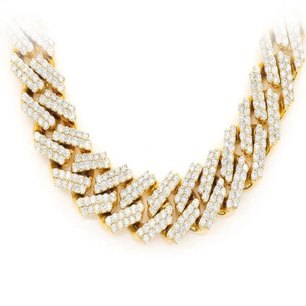16mm Natural Diamond Cuban Chain Necklace Glamorous Shiny Design 14k Yellow Gold Jewelry Igi Certified Diamonds Necklace 