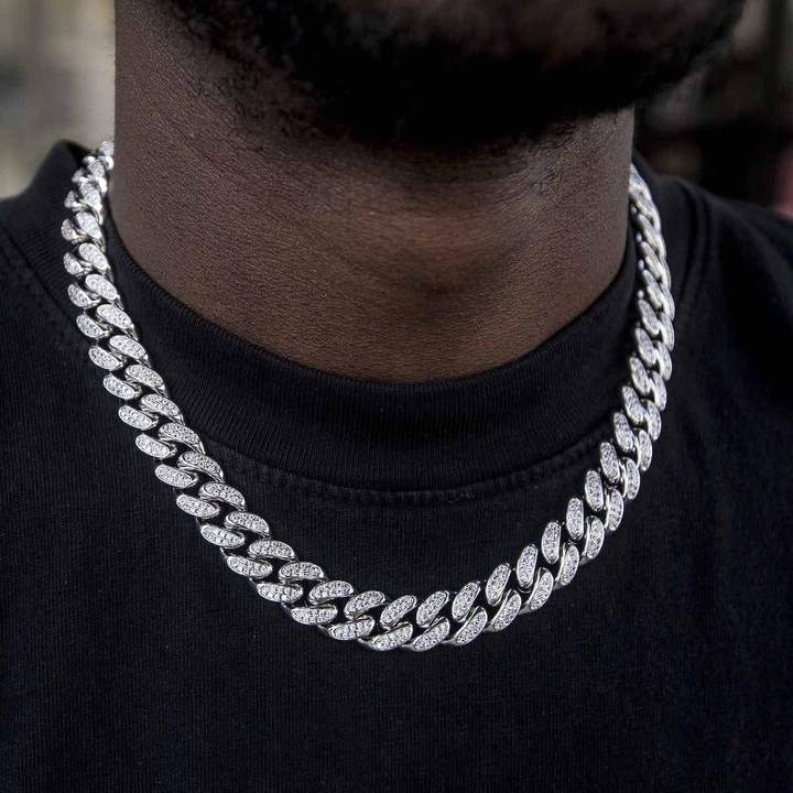 Luxury European Style Necklace Hip Hop Chain Necklace Brilliant Cut Diamond Necklace 12mm 