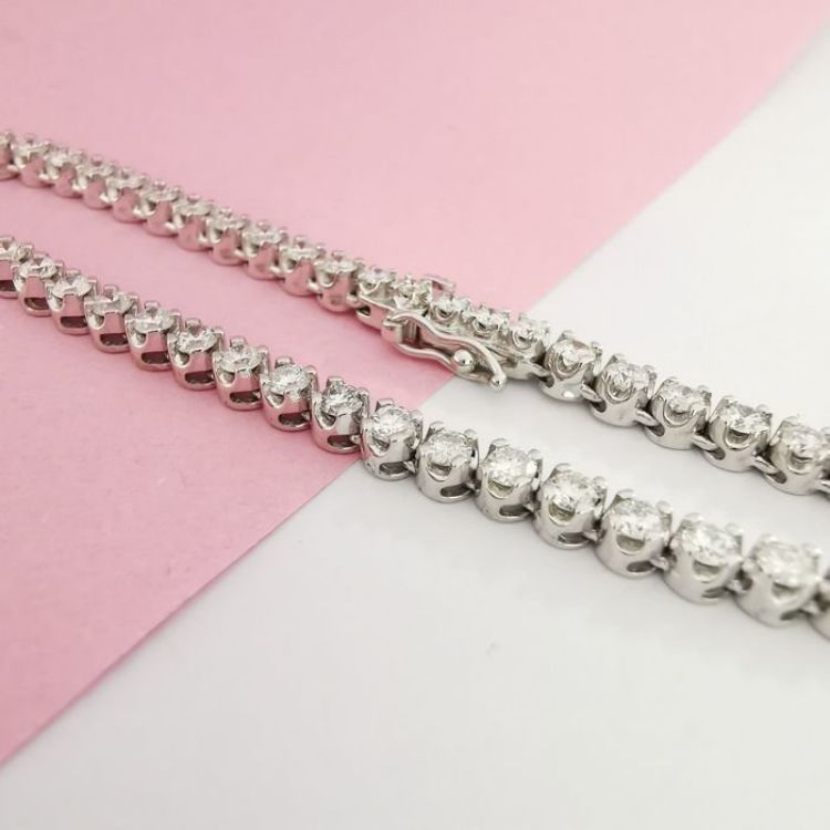 VOAINO round cut 18K Gold mens black lab grown CVD vvs mosinite diamond cut to make adjustable jewelry tennis chain