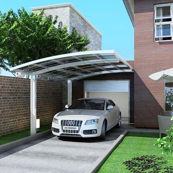 Waterproof Car Port Aluminium Door Japanese Single Slope Carport 
