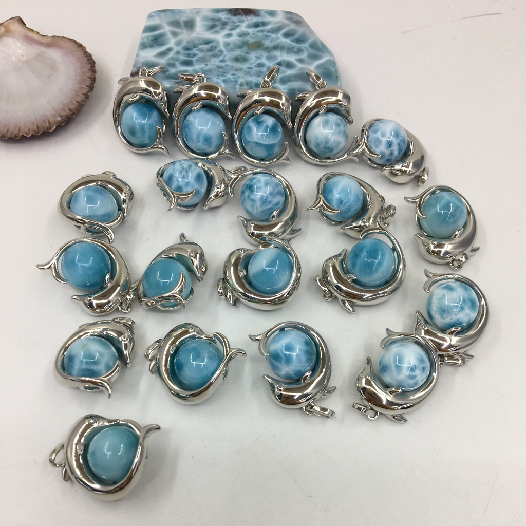 925 Sterling Silver Jewelry Dolphin Larimar Style Larimar Pendant wholesale for larimar necklace