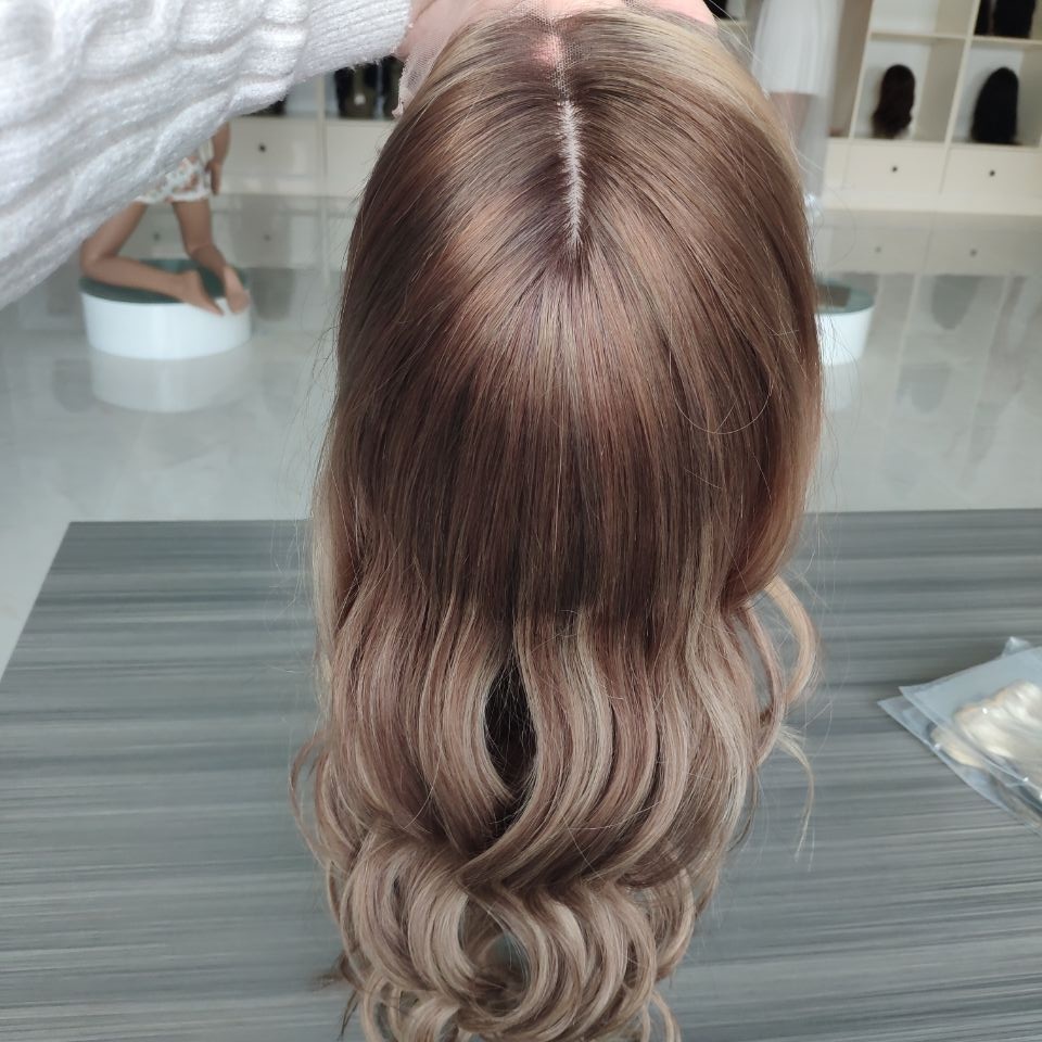 Balayage Premium Virgin European Remy Human Hair Silk Top Full Lace Wig Luxe Alopecia Wigs 