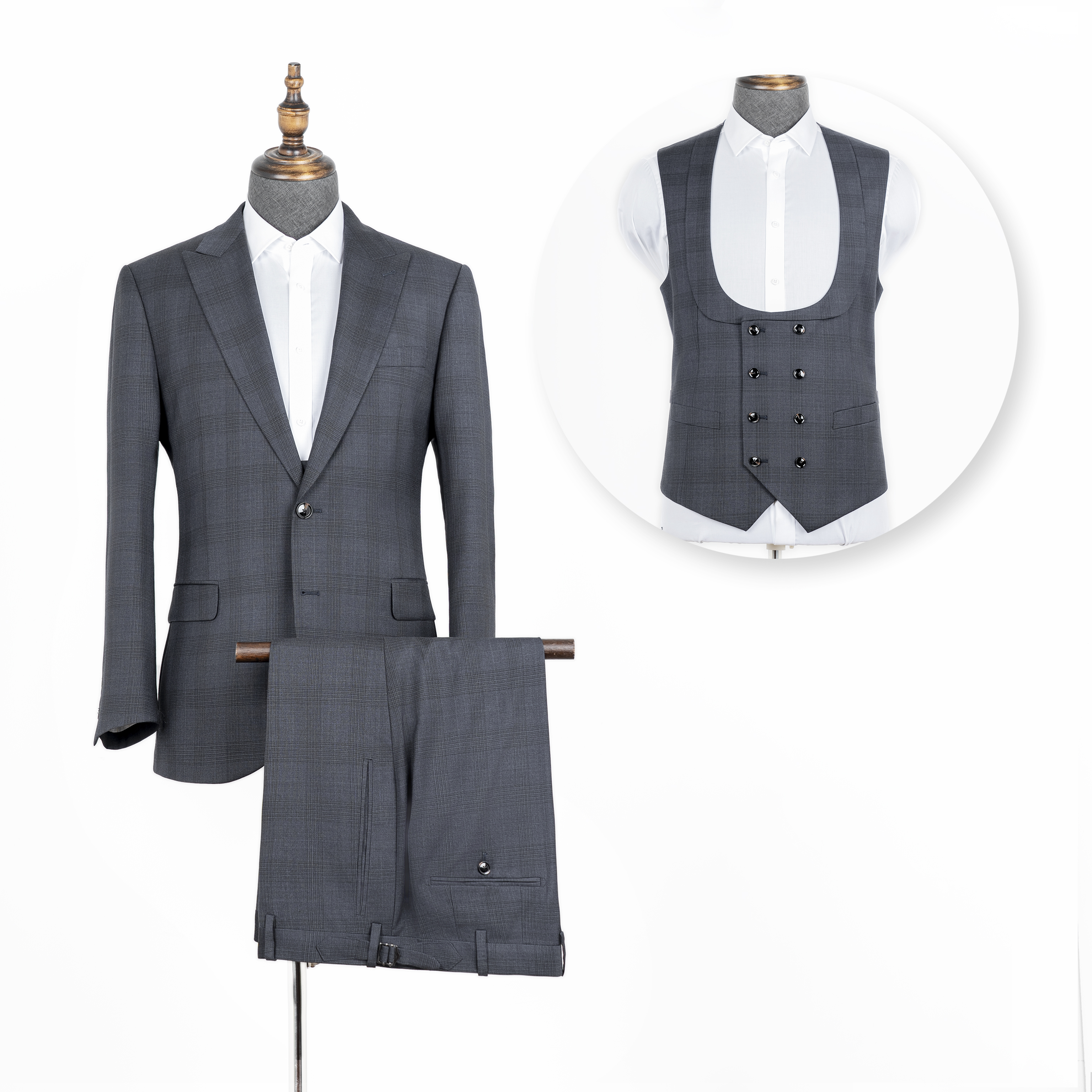 Custom Manufacturer 100% Wool Tailored Made Men's Suit Pant Single Breasted Bespoke 3 Pieces Slim Fit Fashion Suits For Man