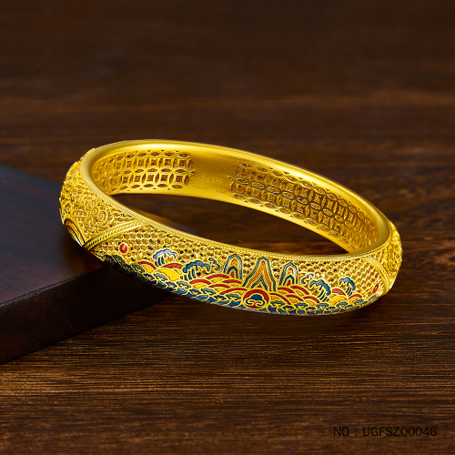 Ancient Craft Gold Bracelet 24k Gold Bracelet Pure 999 24k Gold Jewelry With Chinese Ancient Style 