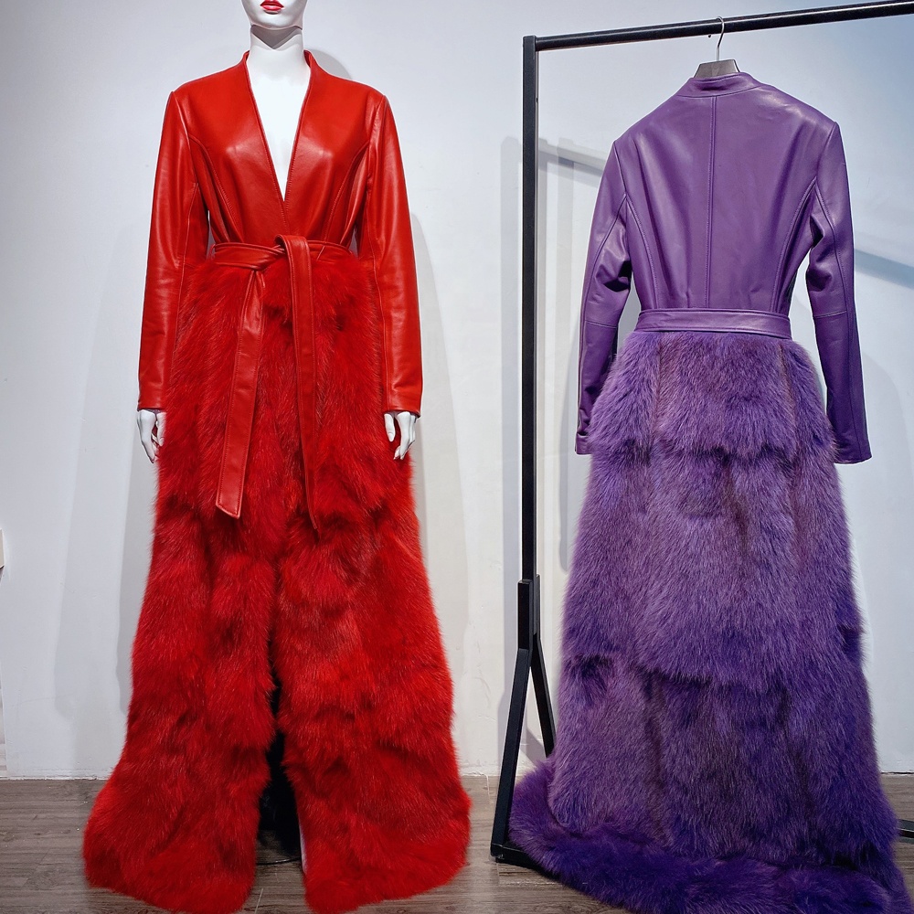 Fox Fur Leather Winter Women Fashionable Elegant Senior Slim Fitting Fox Fur Jacket Coat 