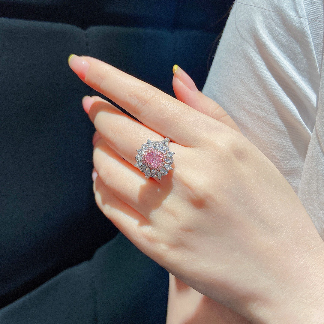 Super Gorgeous GIA Certified Fancy Pink Diamond Jewelry set 18k gold Real Pink Natural Diamond ring, necklace and earrings