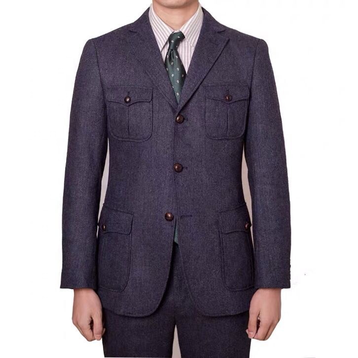 Mtm Made To Measure Customized Handmade European Style Business Safari Jacket Slim Fit Jackets Mens Blazers Casual 
