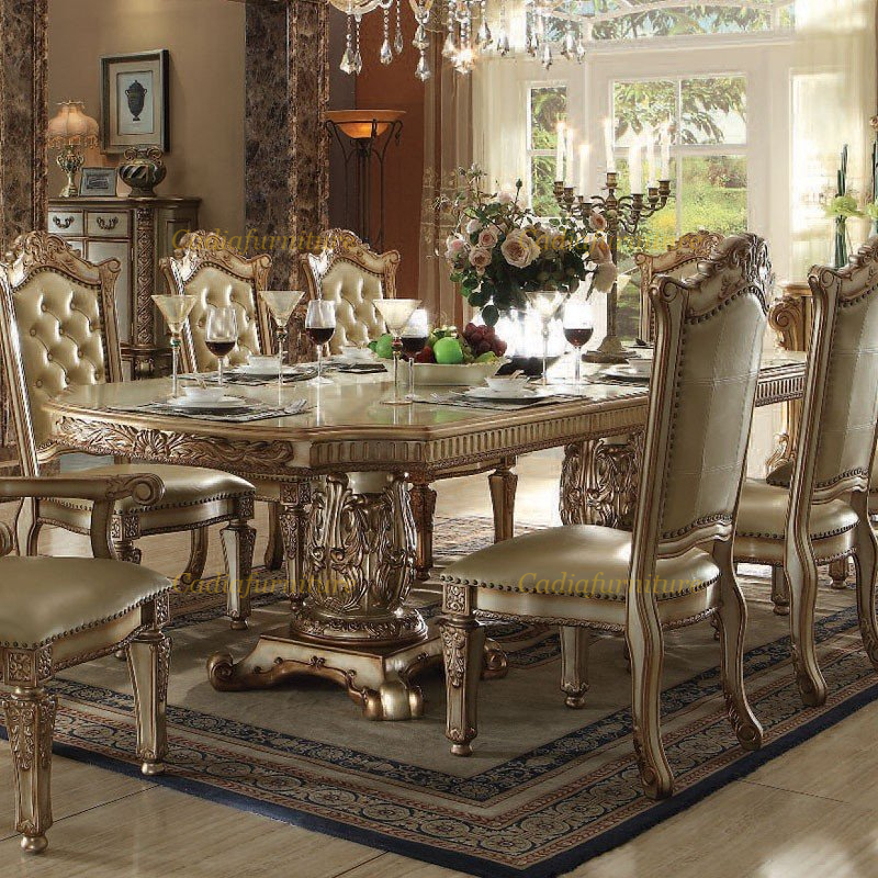 European French Style Wooden Luxurious Dining Room Sets Classic Dining Room Table With Chairs 