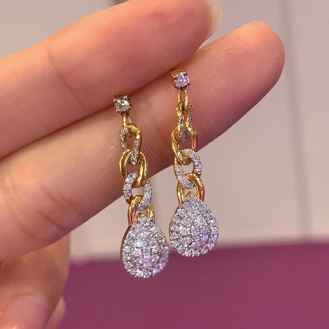 Luxury Fashion Au750 Pure 18k Gold Pawnable Diamond Earring Women Ladies Female Fine Jewelry Earrings Jewellery 