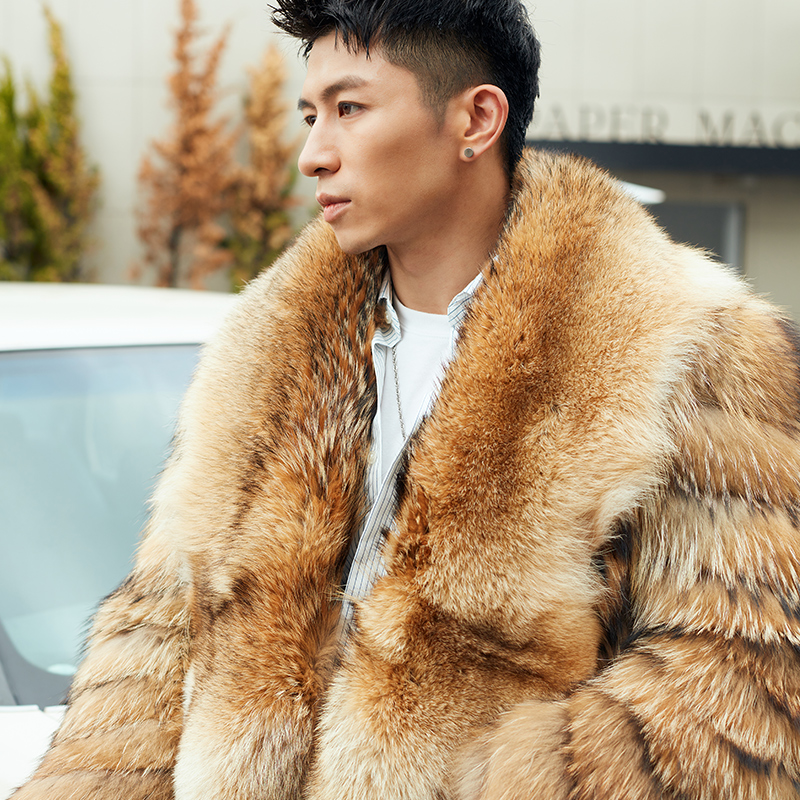 Cy 2022 Winter Men Fur Outfit Real Fox Fur Oversize Coat Luxury Italian Fox Fur Coats With Super Nice Quality Fox Jacket