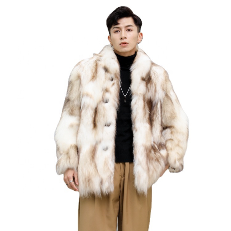 Finland Imported Saga-grade Fox Fur Coat Men&#39;s 2022 New Light Luxury Hooded Fur Coat Winter 
