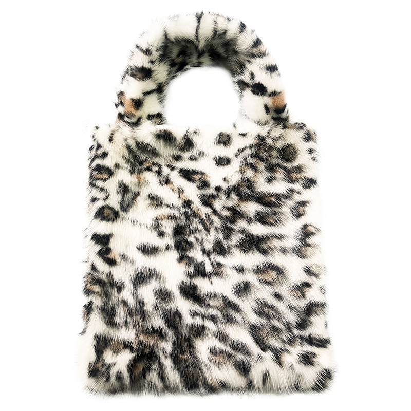 2022 Real Mink Handbag Clutch Women Fur Bag Fashion Black And White Pattern 