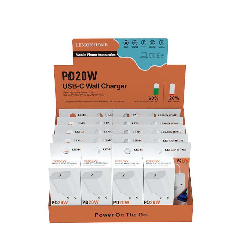 Promotion 20W EU Plug Mobile PD Charger Single Port Universal Phone Adapter Set With Free Rack