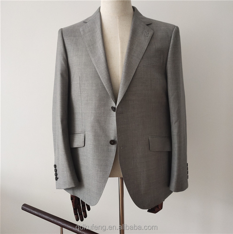 2021 new design light grey wool fabric notch lapel single breasted casual men's blazer coats