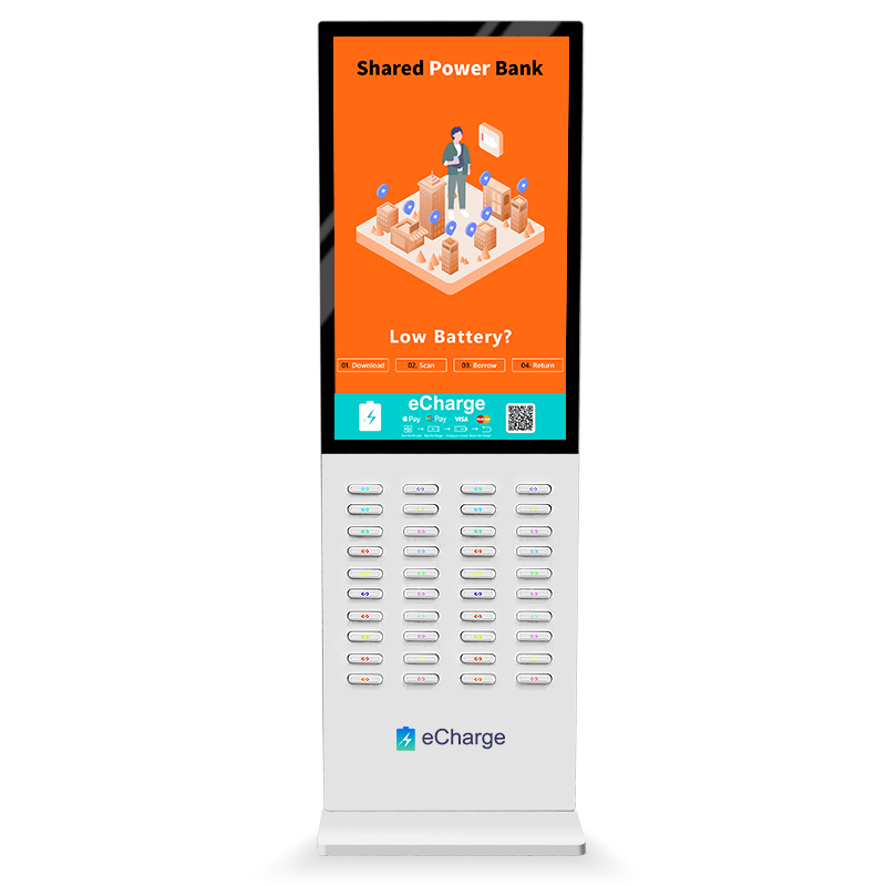 40 Slots Lcd Display Advertise Kiosk Cabinet Power Bank Shops Public Outdoor Rental Charger Station Sharing Power Bank