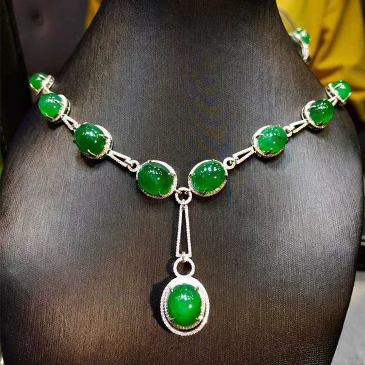 18k gold South Africa real diamond 9.9+27.9ct natural green plain emerald beaded necklace for women collana da donna