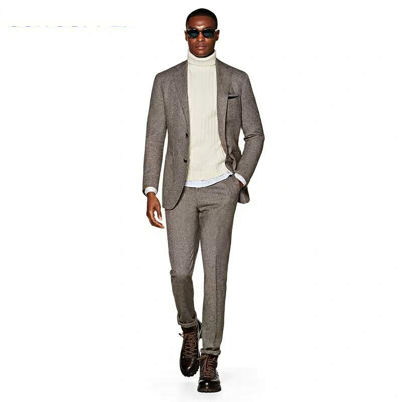 New Arrival mtm made to measure Classic Elegant Men's Tailored Business Suit Cashmere Wool Suit men slim fit wedding suits